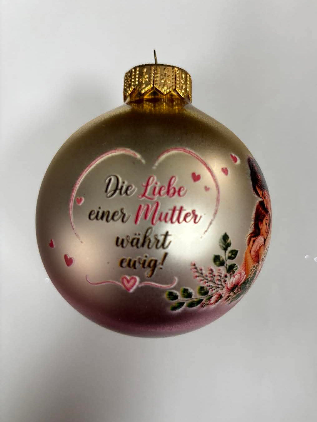 Gold-Rosa Ornament "Mutterliebe"