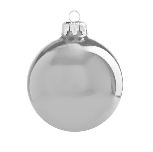 Silber - Weihnachtskugel 8cm 6er-Pack
