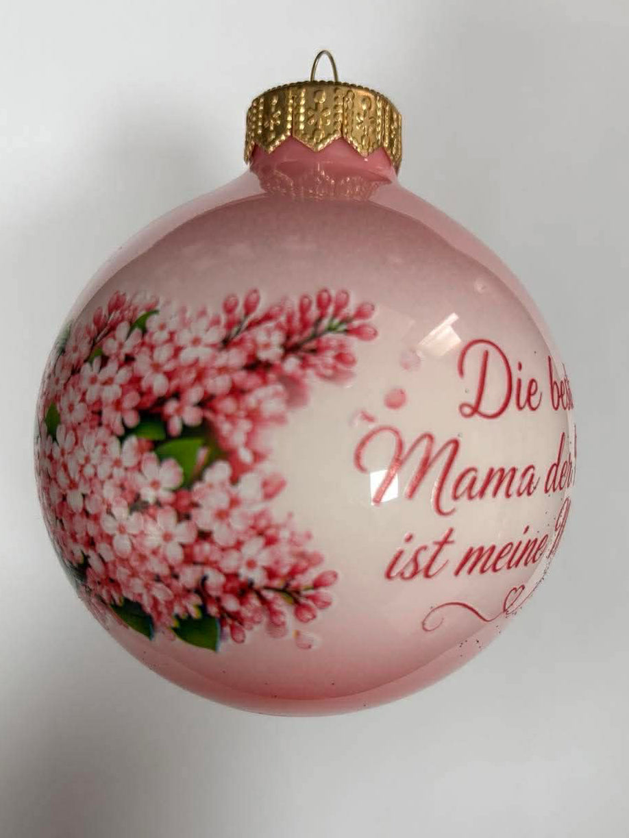 "Beste Mama der Welt" Rosa Blüten-Kugel