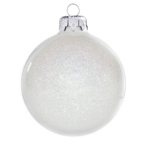 Weiss geflitter - Weihnachtskugel 6cm 6er-Pack