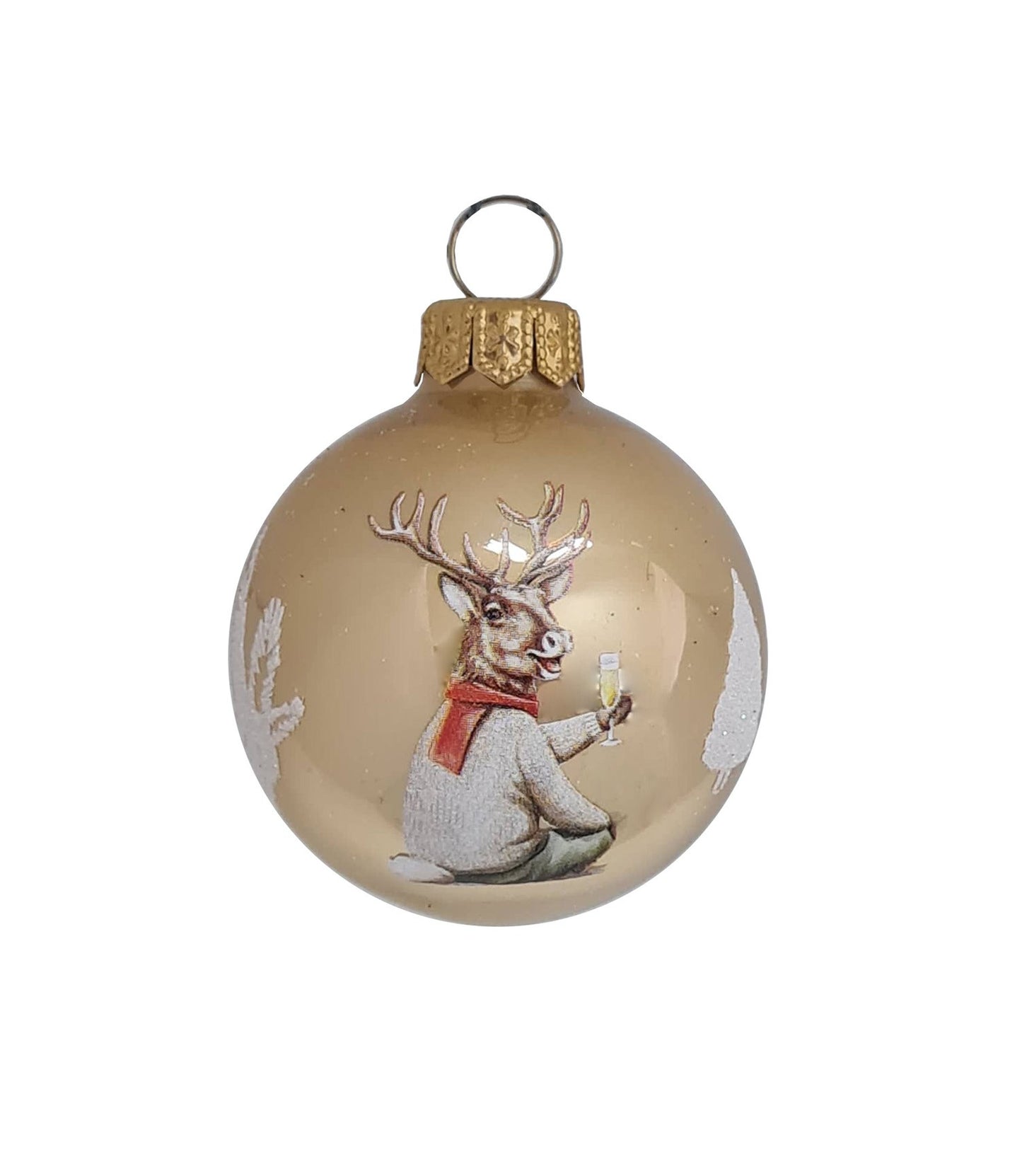 Vintage Hirsch mit Sekt - beige
