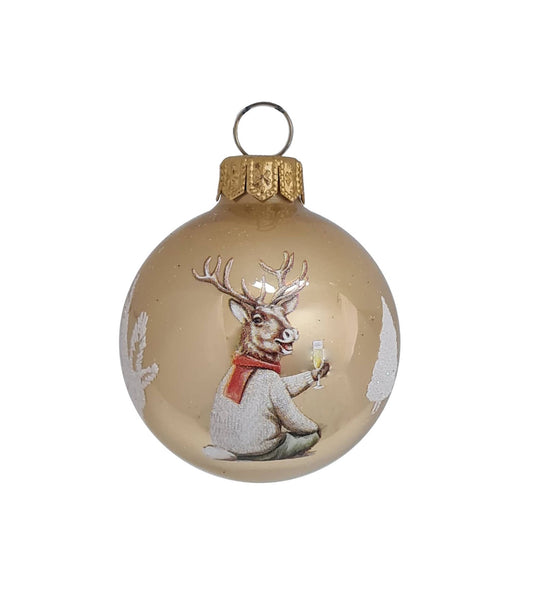 Vintage Hirsch mit Sekt - beige